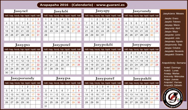 2016 calendario arapapaha