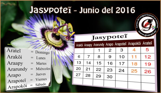 junio mes calendario guarani 2016