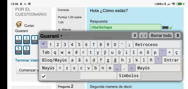 teclado guarani dentro tareas cursoguaranionline